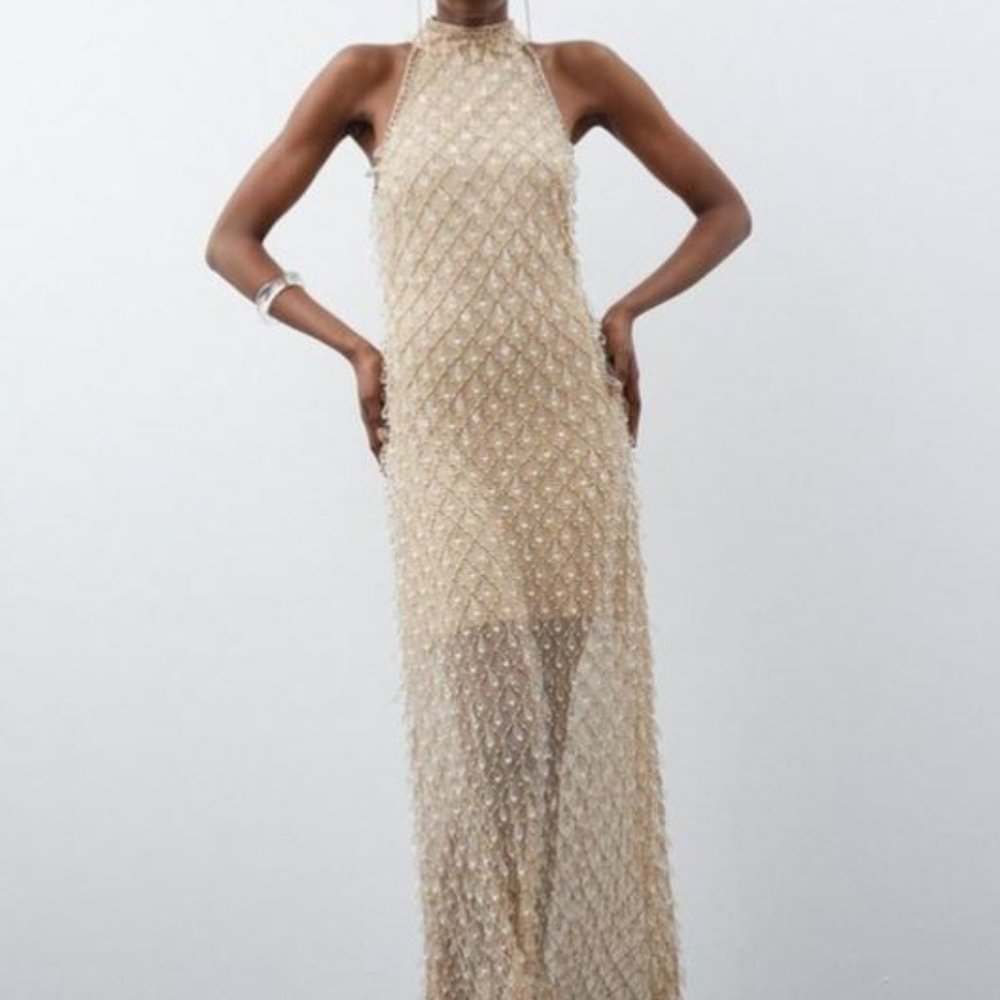 Karen Millen Embellished High Neck Racer Maxi Dress